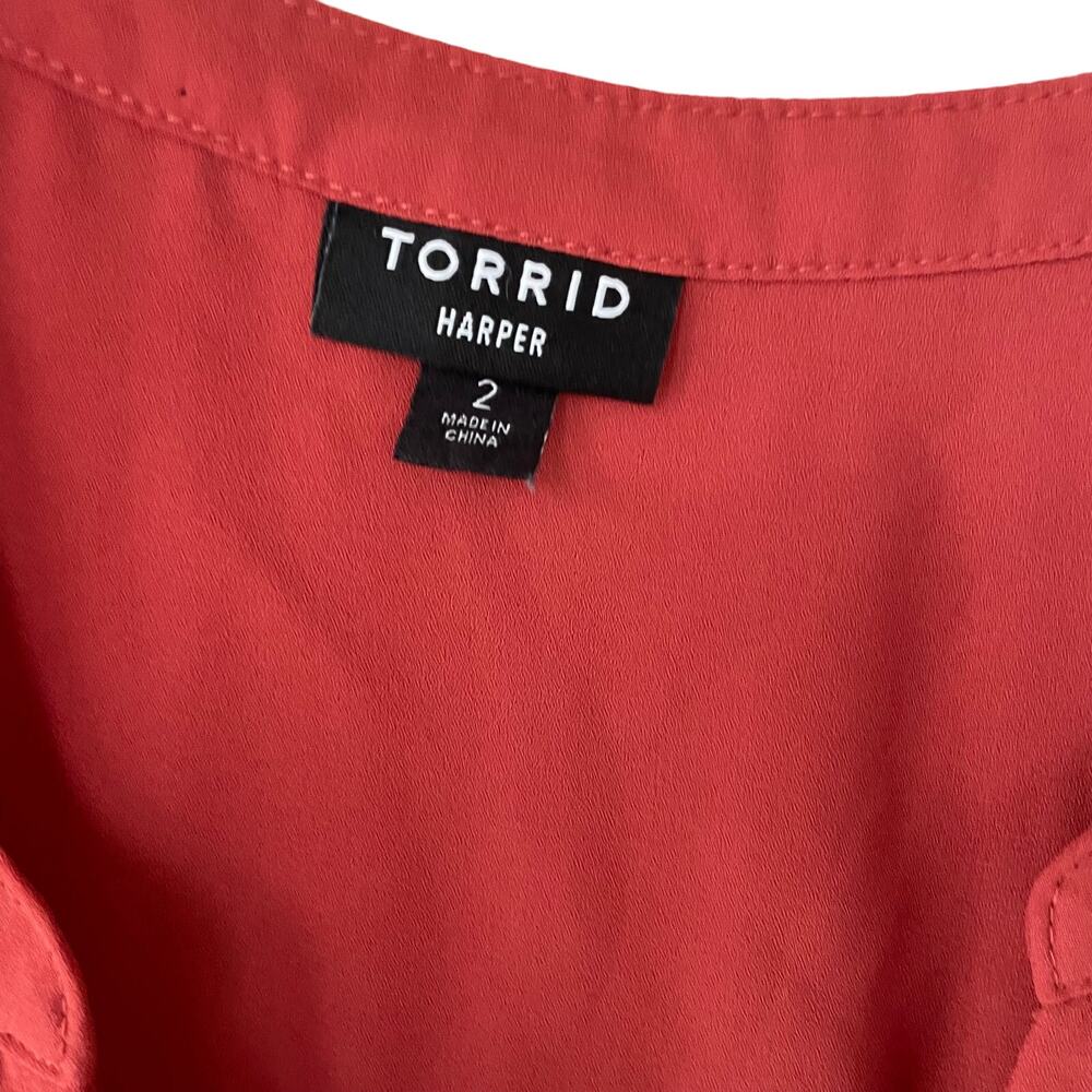 Torrid Harper Orange Half Button Down Blouse Size… - image 2